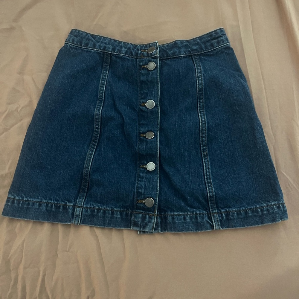 Denim Button-Front Skirt
